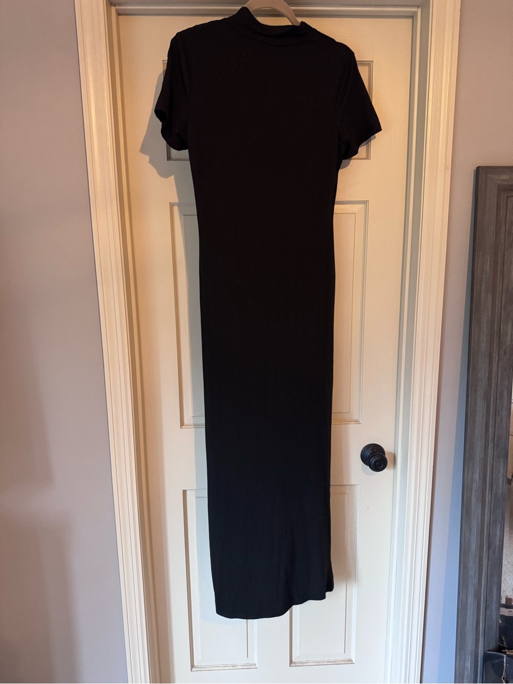 Classic Black Short-Sleeve Maxi Dress